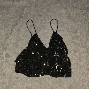 Black Sequin Women's Top